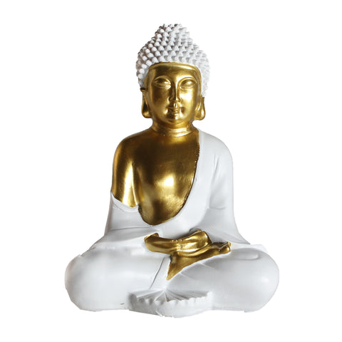 Figura Decorativa Budha Blanco Dorado 24,2cm