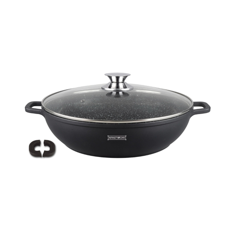 Cacerola Baja Aluminio 24cm Revestimiento Piedra Asas Extraíbles Royalty Line