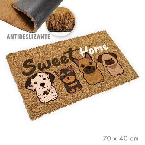 Felpudo de Fibra de Coco Perros Sweet Home 70x40cm