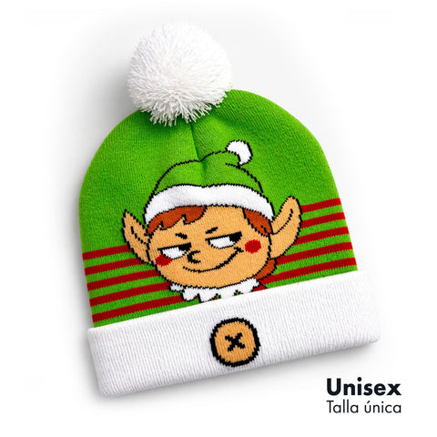 Gorro Navideño Elfo Travieso con Pompón