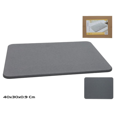 Alfombrilla de Secado Diatomita 40x30x0,9cm Gris Multiusos Cocina/Baño