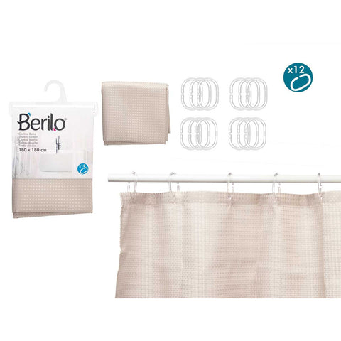 Cortina Baño Poliester Beige Puntos 180x180cm