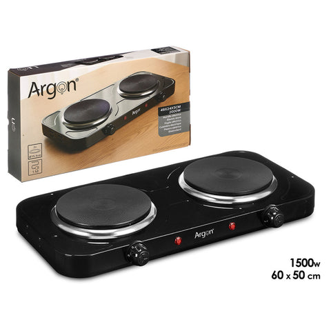 Hornillo Eléctrico Negro Doble 2000W Argón