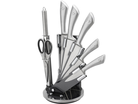 Juego de Cuchillos con Soporte Plateado 8 Piezas