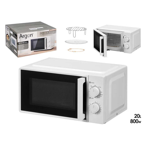 Microondas Grill 20 Litros 800W Blanco Argón