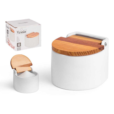 Salero Blanco Semi Circular con Tapa 550ml