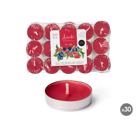 Set 30 Espelmes Tea Lights Fruites Roges 3 Hores