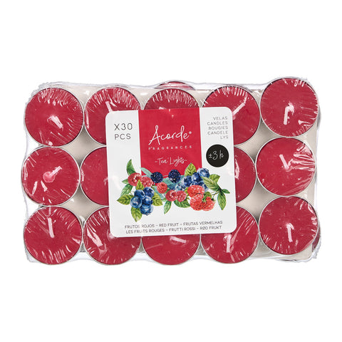 Set 30 Espelmes Tea Lights Fruites Roges 3 Hores