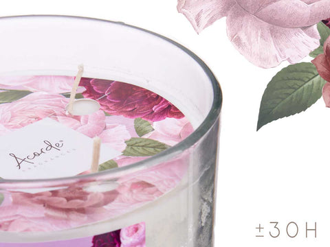 Vela de Vaso con Tapa Dorada Rosa Polvo de Rosa Vintage