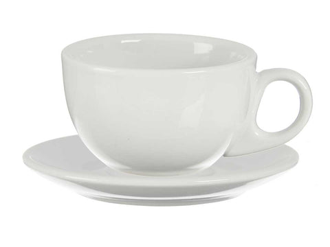Set 6 Tazas de Café Porcelana Blanca con Plato 250ml