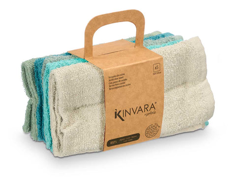 Set 5 Paños de Cocina 50x50cm Algodón 400g Ocres