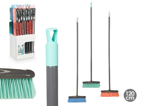 Escoba con Palo Madera Antracita surtido 3 colores
