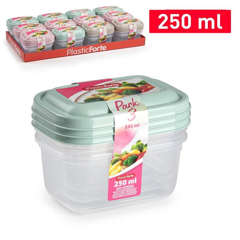 Set 3 Fiambreras 250ml surtido 3 colores aleatorio