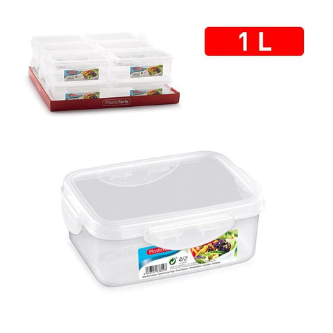 Fiambrera Hermética 1L Rectangular Plasticforte