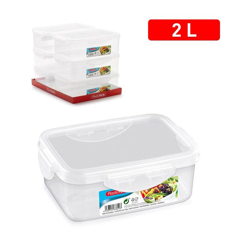 Fiambrera Hermética 2 Litros Rectangular Click Plasticforte