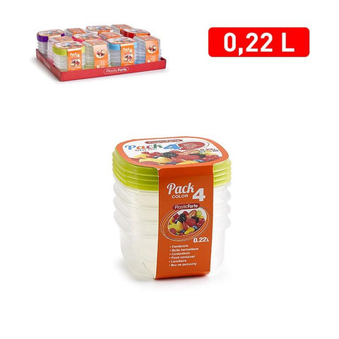Set 4 Fiambreras Plástico 220ml surtido color aleatorio