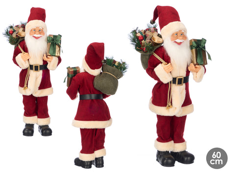 Papa Noel Fino 60cm Regalo Saco Rojo