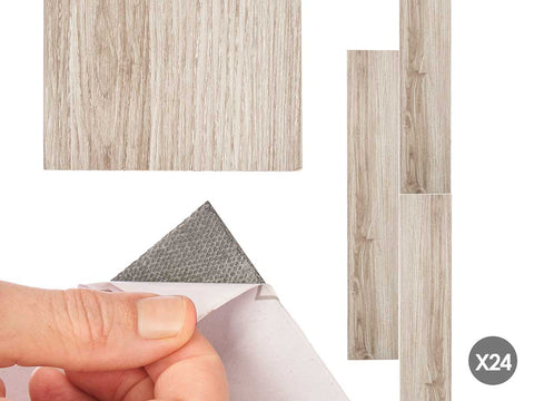 Set 24 Láminas Vinilo Parquet Vinílico Gris Oscuro 914x152mm