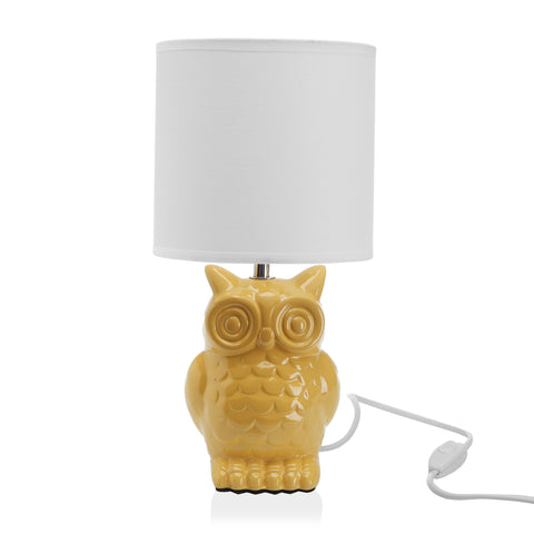 Lámpara de Buho Cerámica Amarillo 16x35cm