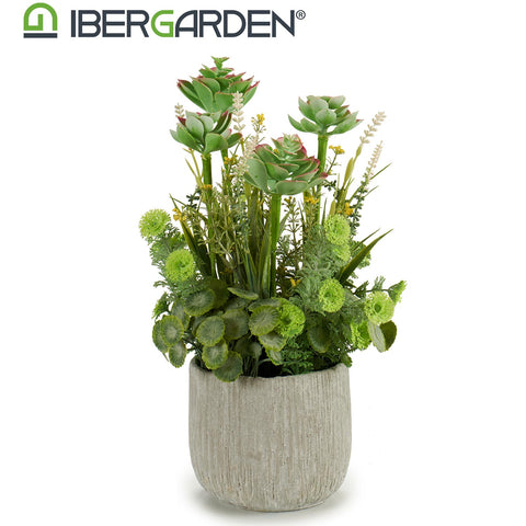 Planta Artificial Tallos Maceta Cemento