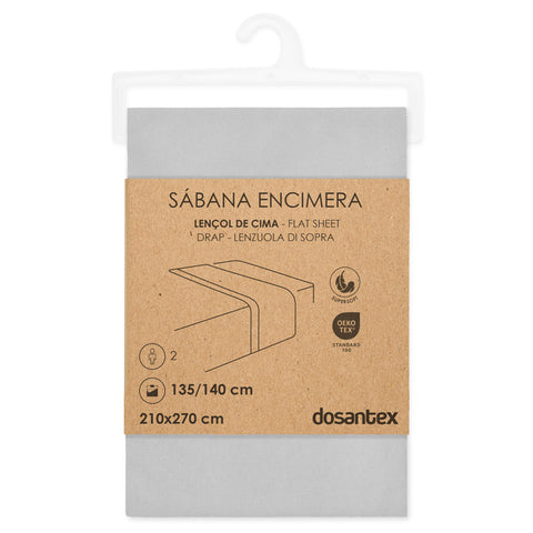 Sábana Encimera Cama 135cm Microfibra Gris Perla Dosantex