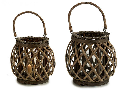 Portavelas Cilíndrico Gris con Asa 22cm Alto