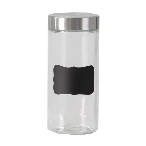 Bote de Vidrio 1320ml Etiqueta Pizarra Tapa Acero Inoxidable