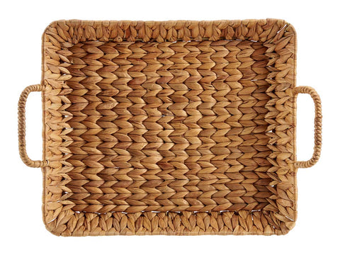 Centro de Mesa Rectangular de Paja Bajo con Asas