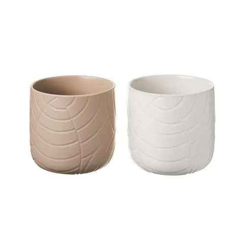 Macetero Stoneware Blanco Beige 15,6 x 15,6 x 14,7cm