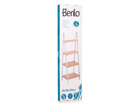 Estanteria Escalera 4 Estantes Bambú Blanco