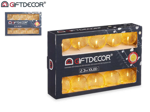 Tira Led 10 Bolas Farol Oro con Caja Exterior