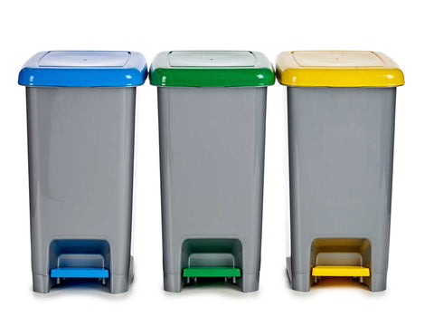 Set 3 Papeleras 15 Litros Plástico Reciclaje con Pedal