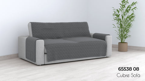 Cubre Sofá 2 Plazas Gris + Bolsillos