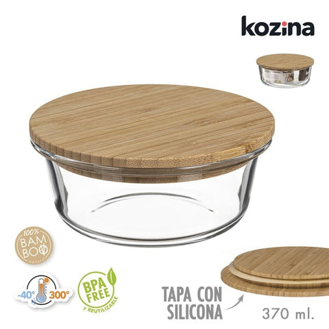 Fiambrera Redonda Tapa Bambú 370ml