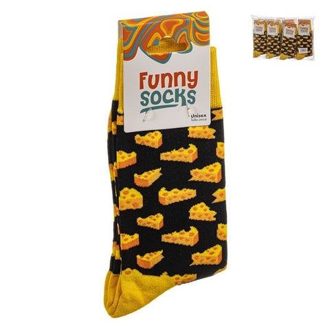 1 Par Calcetines Queso Funny Socks