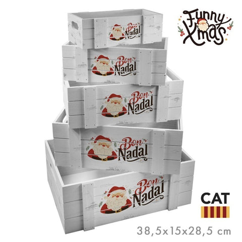Set 5 Cajas Madera Bon Nadal Català