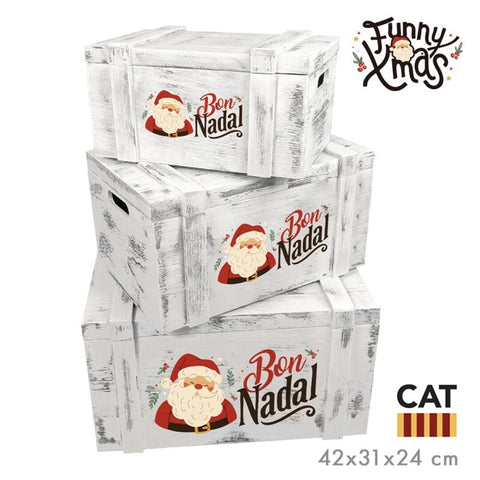 Set 3 Cajas Madera con Tapa Bon Nadal Català