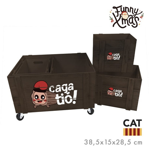 Set 5 Cajas Madera Ruedas Caga Tió Català
