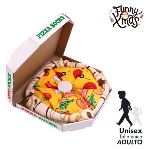 Pack Regalo 4 Calcetines Pizza Talla Única Amarillos