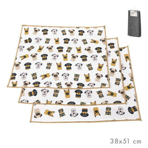 Set 3 Paños Escurreplatos Perros