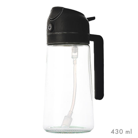 Aceitera Cristal Pulverizador Negra 430ml Doble Función