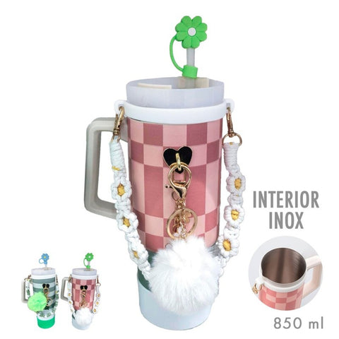 Vaso Térmico 850ml Inox Accesorios surtido Rosa Verde