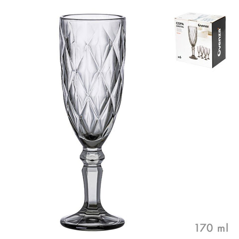 Pack 6 Copas Cava Vidrio 170ml Negro Diamond Collection