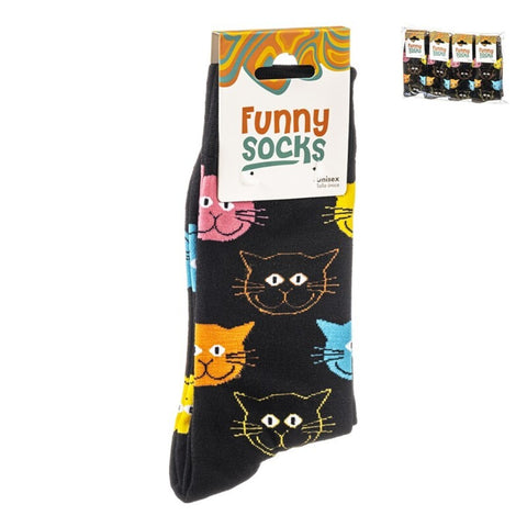 1 Par Calcetines Gato Funny Socks