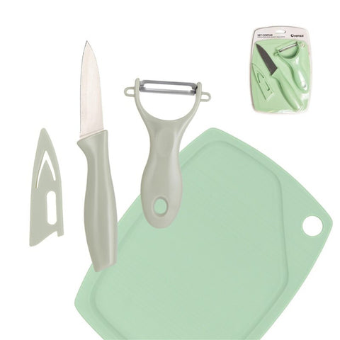 Set Cuchillo para Pelar, Pelador y Tabla de Cortar