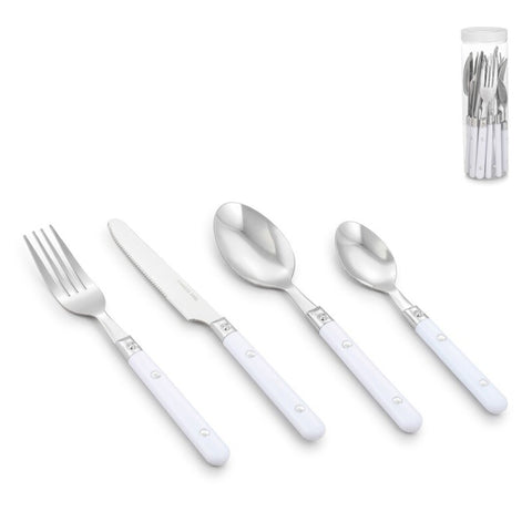 Set 16 Cubiertos Acero Inoxidable Blanco