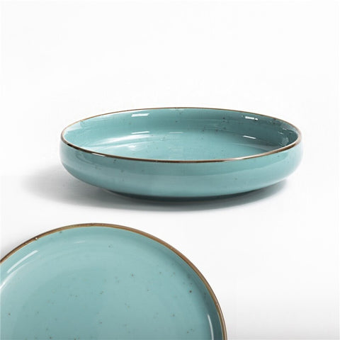 Plato Hondo de Porcelana Makoto 20cm Celeste