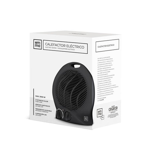 Calefactor Redondo Negro 2000W 24x28cm