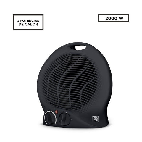 Calefactor Redondo Negro 2000W 24x28cm