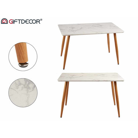 Mesa Efecto Marmol Blanco 75x70x120cm